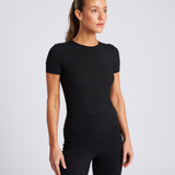 Short Sleeve Ribbed Bodysuit Black
