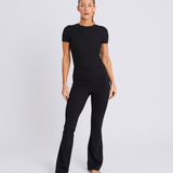 Short Sleeve Ribbed Bodysuit Black