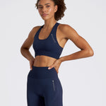 SOLID Seamless Medium Support Racer Back Dark Navy Sports Bra