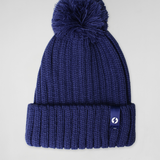 Cable Knit Pom Beanie Indigo Blue