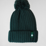 Cable Knit Pom Beanie Dark Green