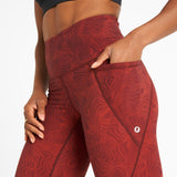 Sculpt High-Waisted Leggings Wave Print Dark Burgundy
