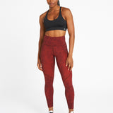 Sculpt High-Waisted Leggings Wave Print Dark Burgundy