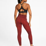 Sculpt High-Waisted Leggings Wave Print Dark Burgundy