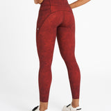 Sculpt High-Waisted Leggings Wave Print Dark Burgundy