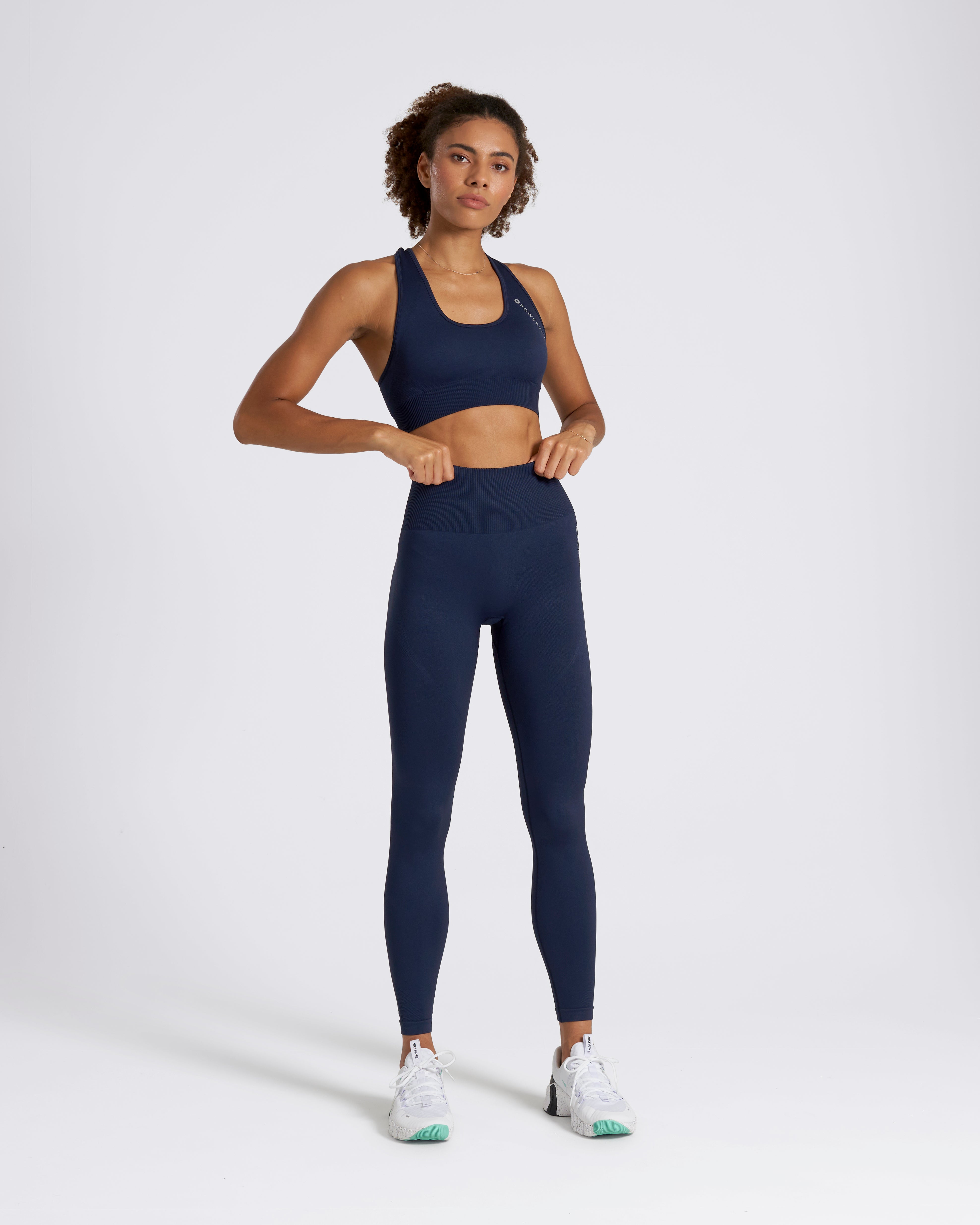 SOLID Seamless Medium Support Racer Back Dark Navy Sports Bra