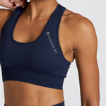 SOLID Seamless Medium Support Racer Back Dark Navy Sports Bra