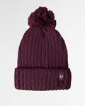 Cable Knit Pom Beanie Dark Burgundy