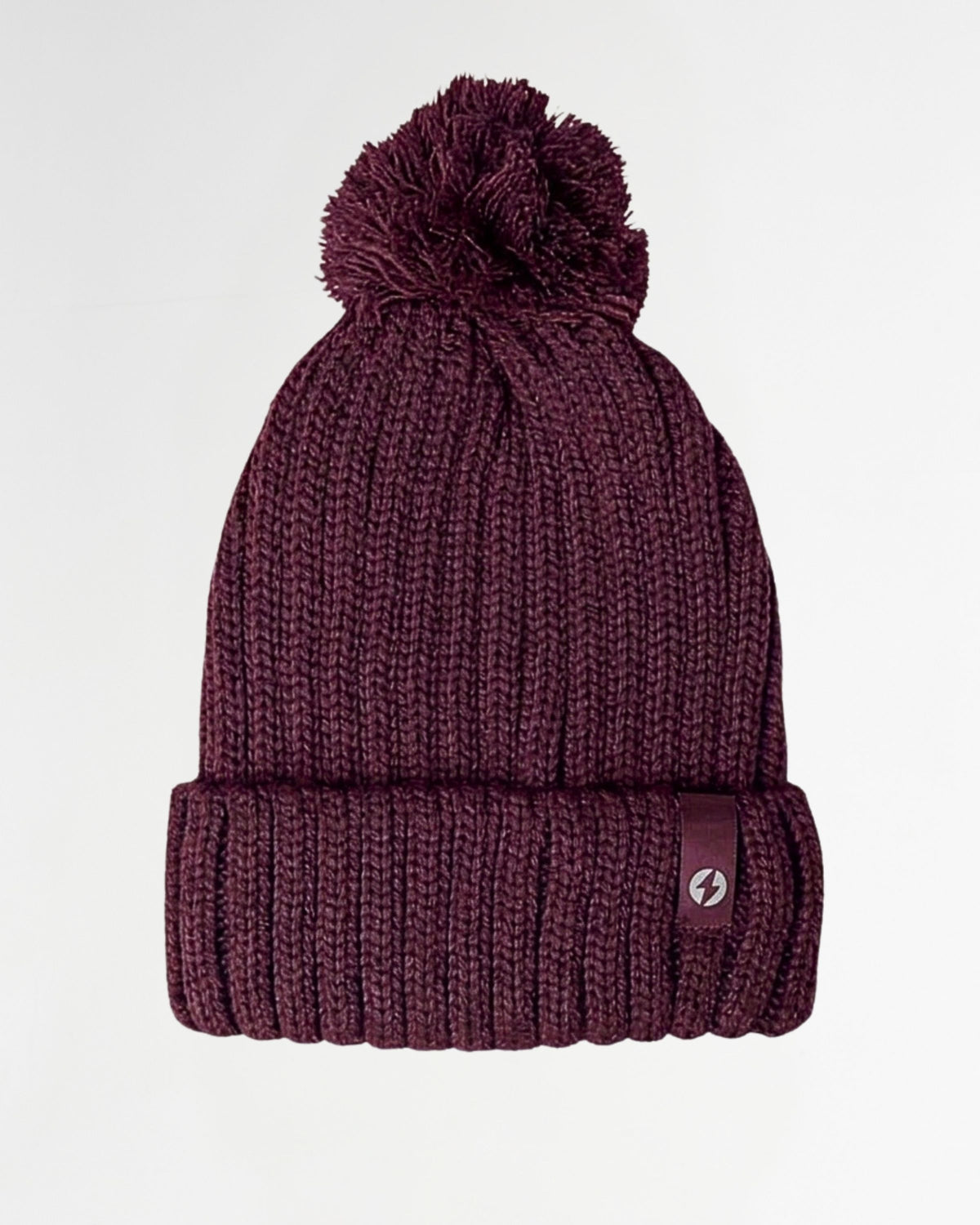 Cable Knit Pom Beanie Dark Burgundy