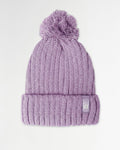 Cable Knit Pom Beanie Lilac