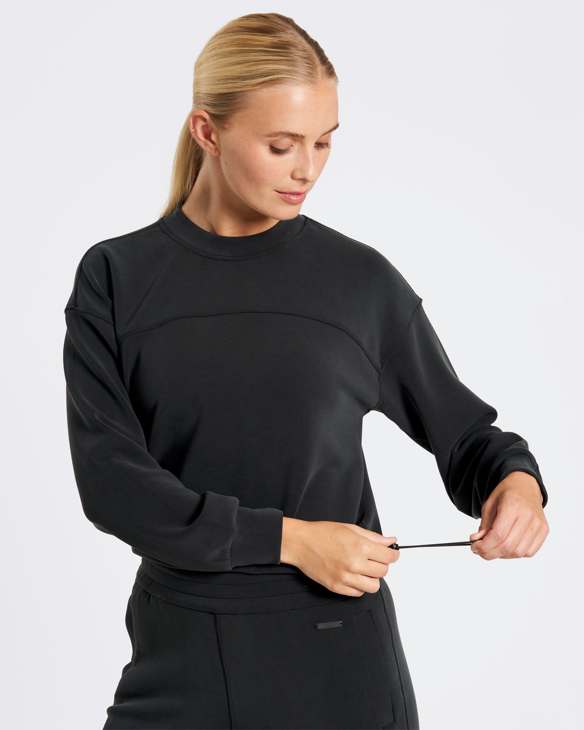 Studio UltraSoft Cropped Crew Black