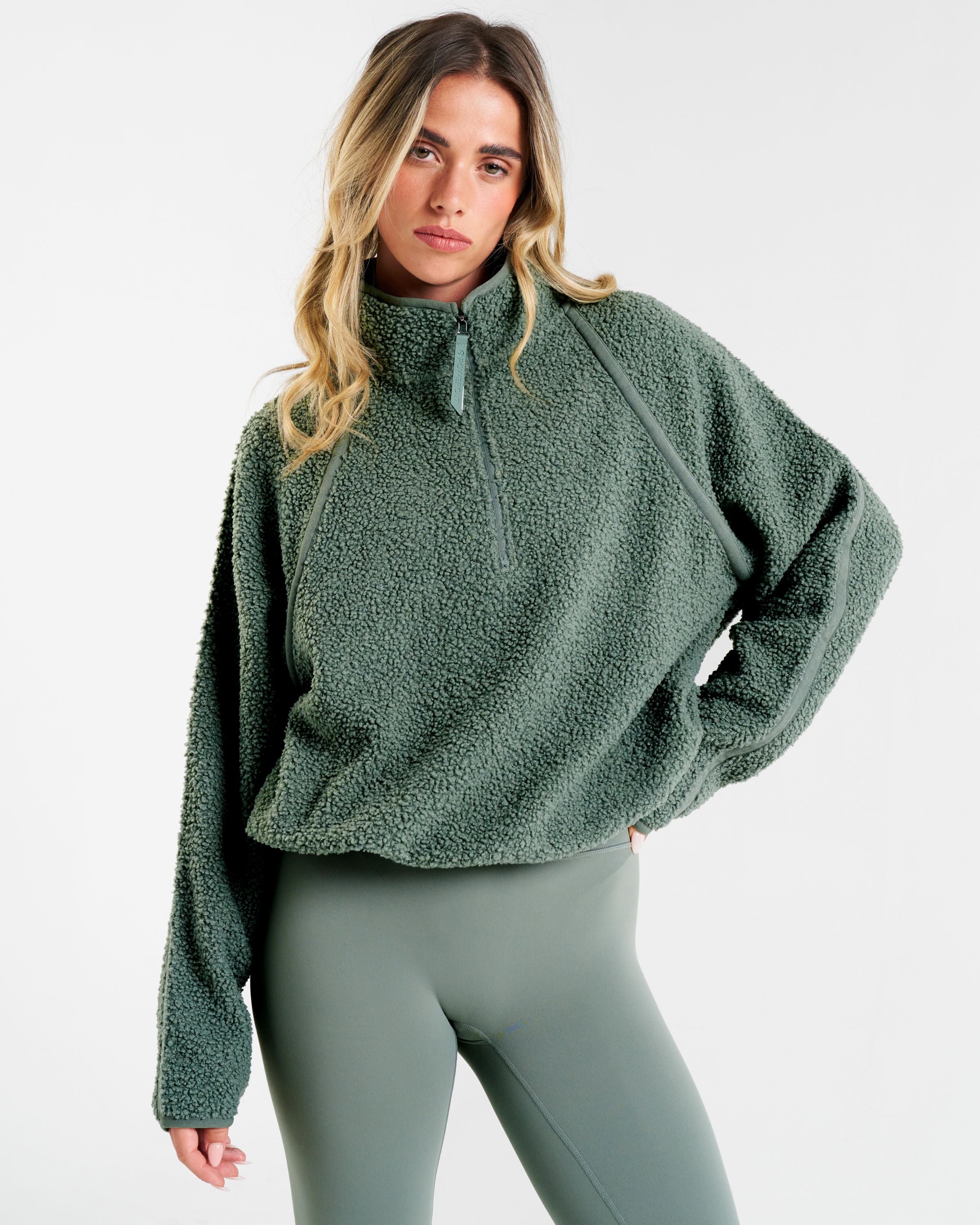 Rise Half Zip Borg Fleece Agave