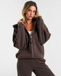 Clubhouse Relaxed Zip Through Hoodie Espresso