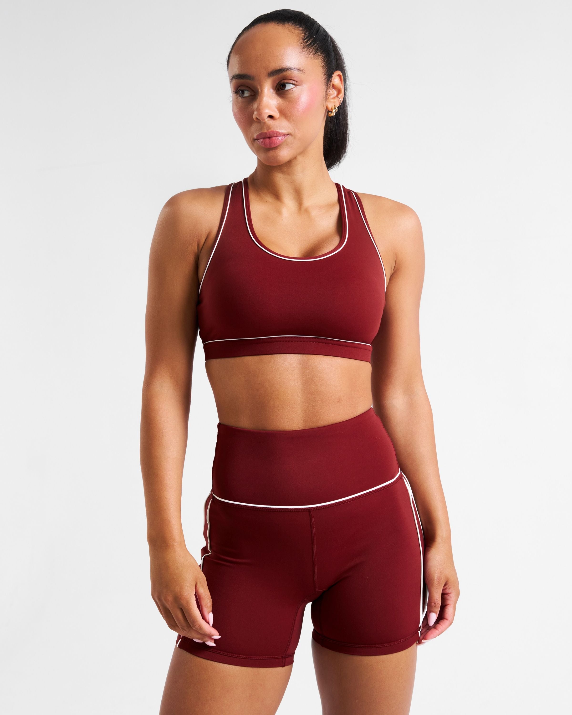 Legacy Piping Detail Sports Bra Cabernet