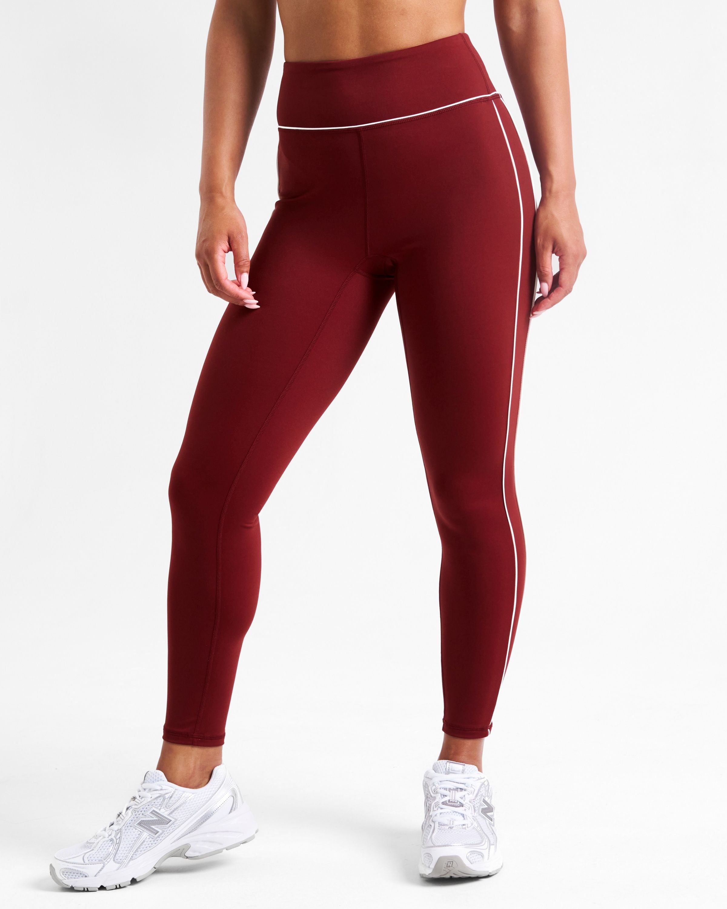 Legacy Piping Detail High-Waisted Leggings Cabernet