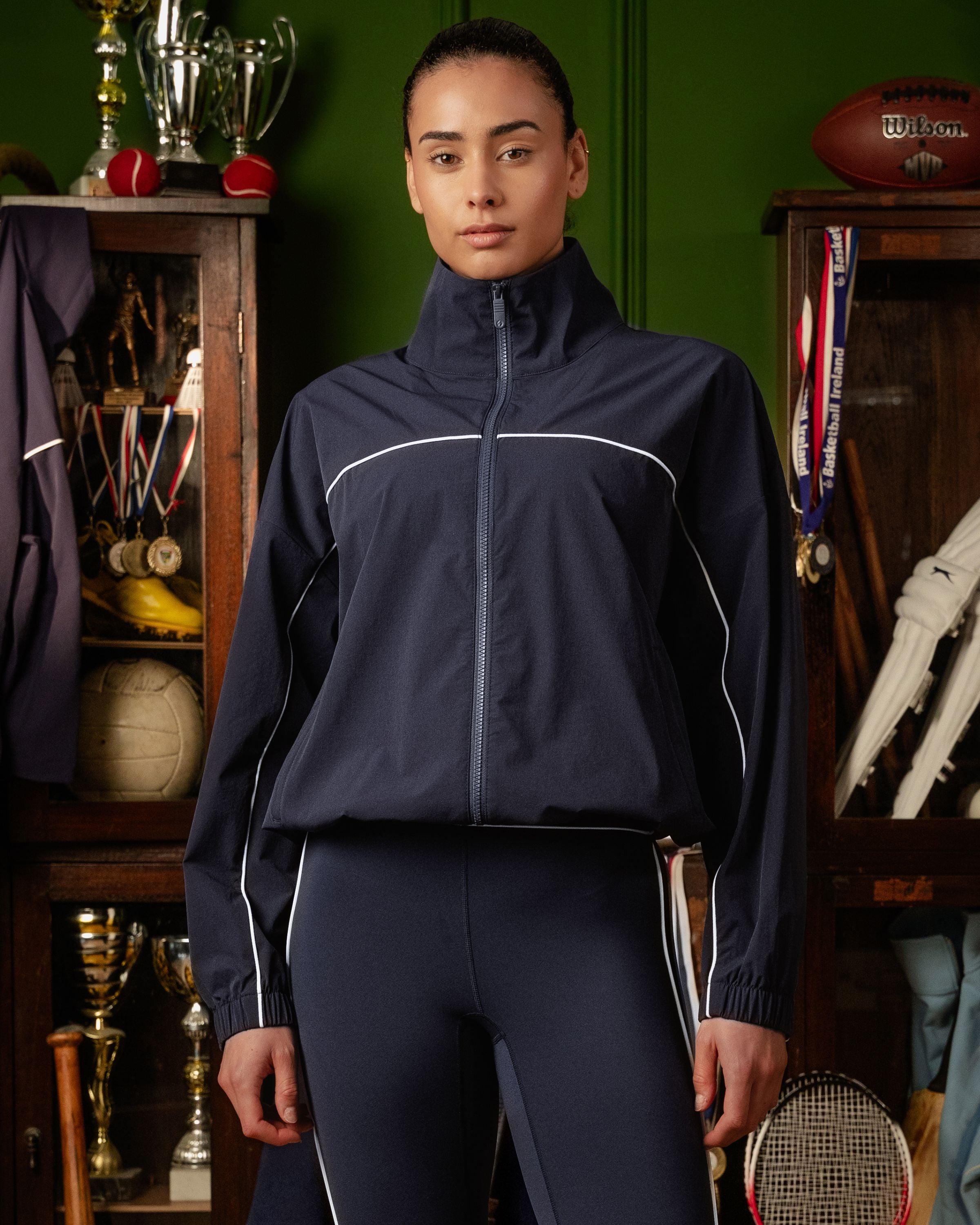 Legacy Piping Detail Woven Track Jacket Retro Navy