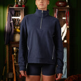 Legacy Piping Detail 1/4 Zip Sweatshirt Retro Navy