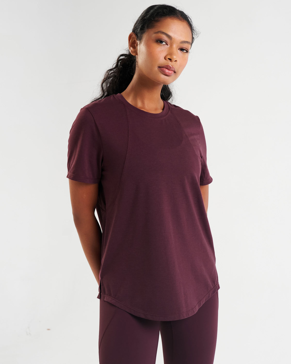 Core Lyocell Blend Active T-Shirt Dark Burgundy