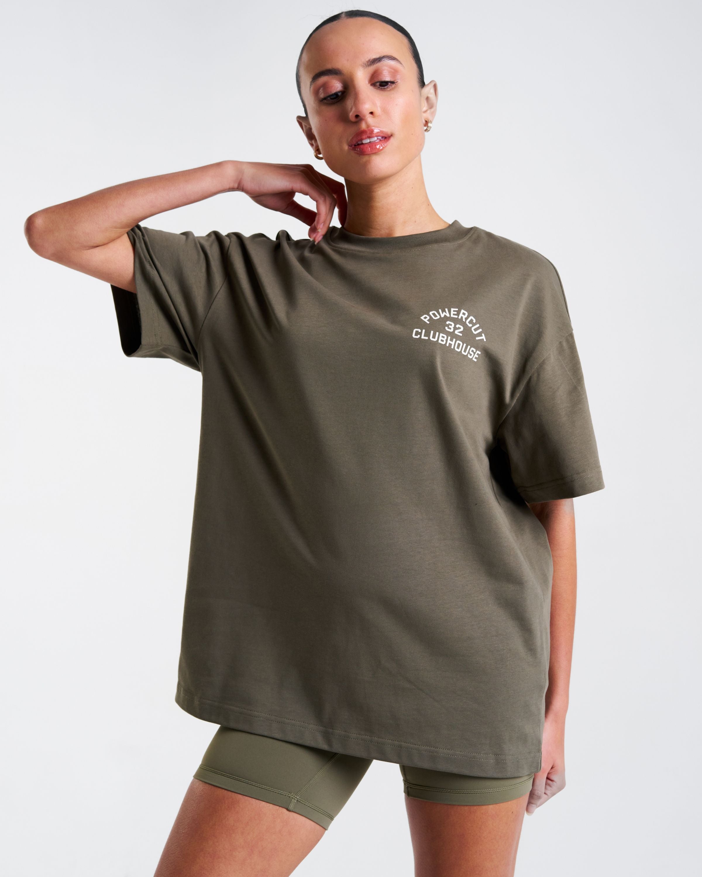 Clubhouse Oversized Printed T-Shirt Dusty Olive