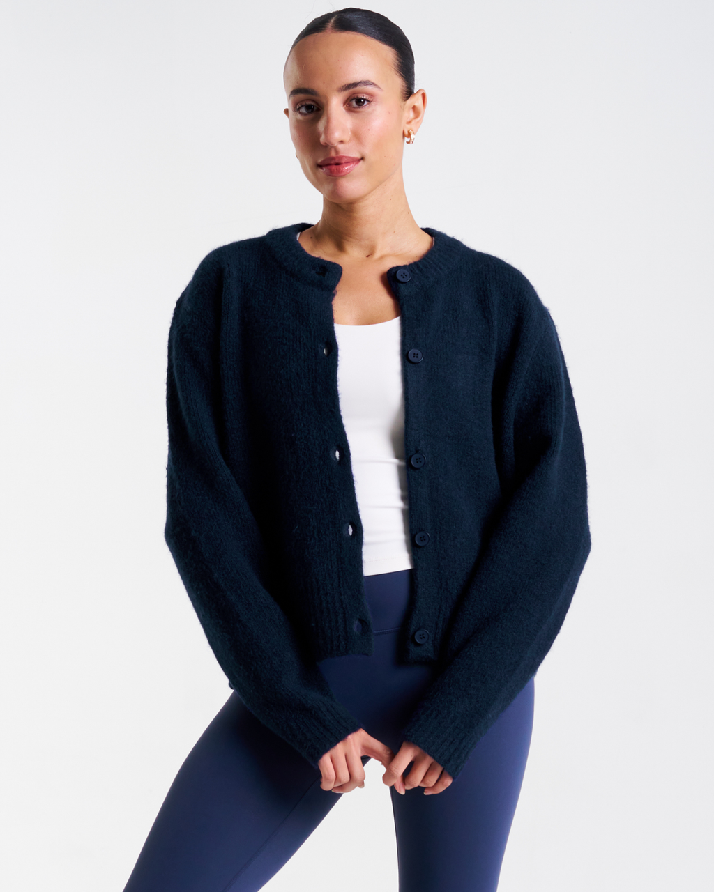 SoftKnit Button Up Cardigan Deep Navy