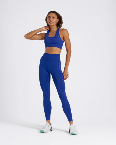 SOLID Seamless Compression Fit Full Length Electric Blue Leggings