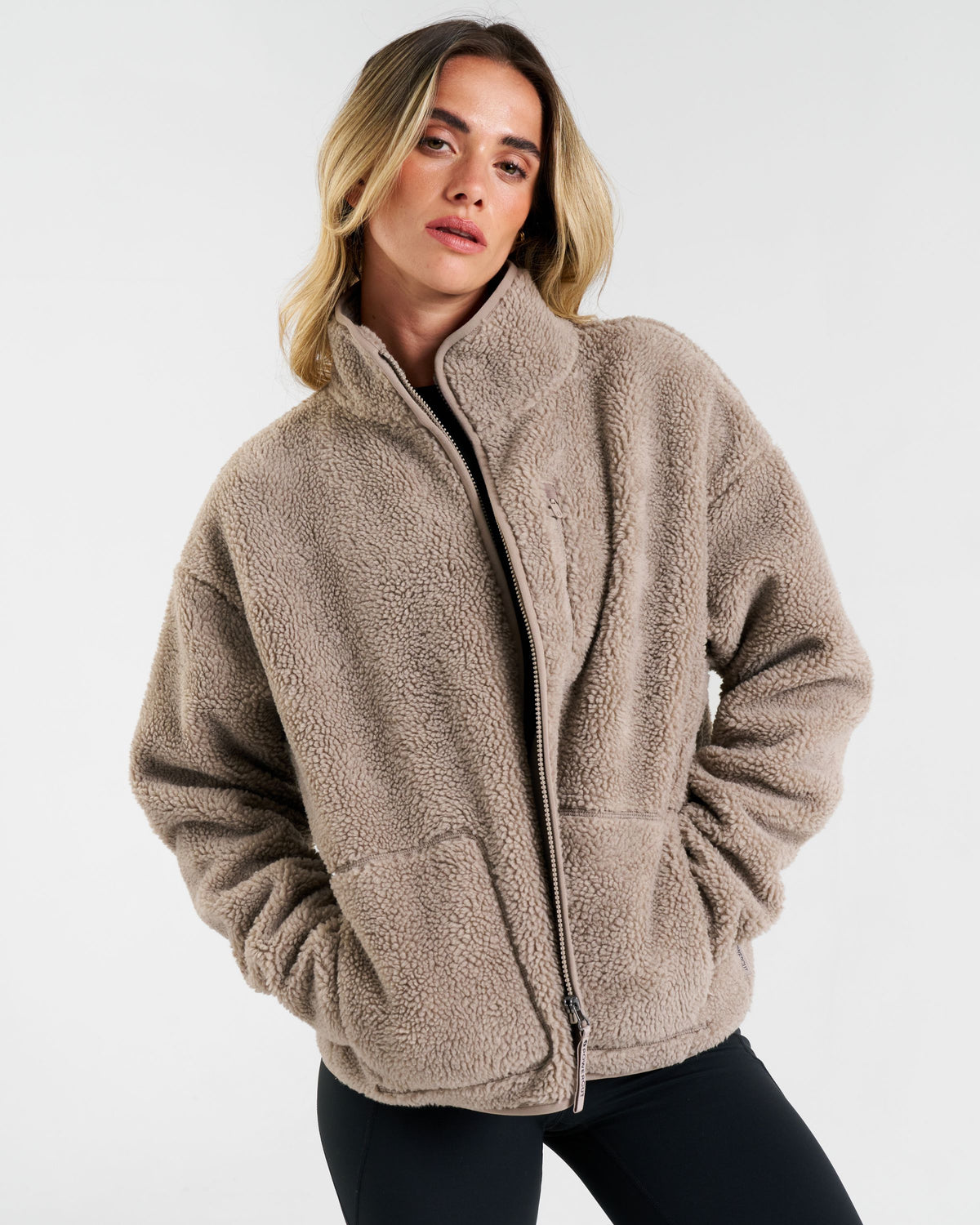 Summit Zip Through Borg Fleece Lunar Stone