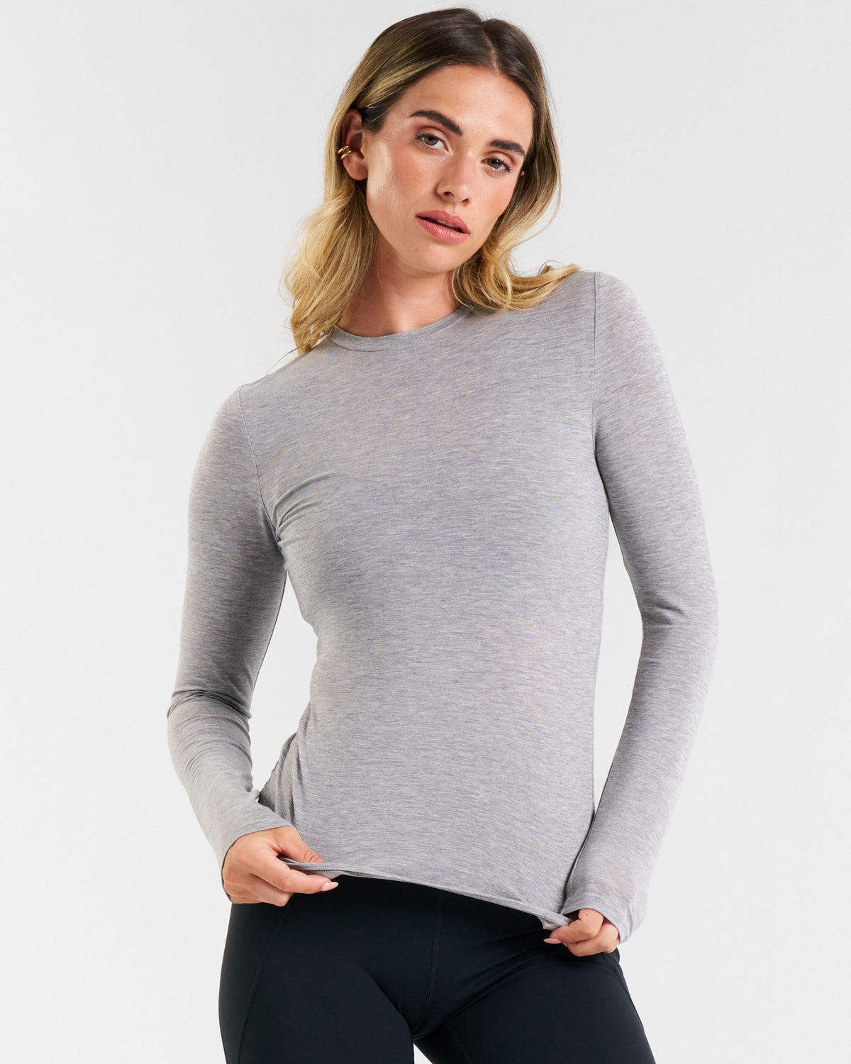 Base Merino Long Sleeve Top Grey Marl