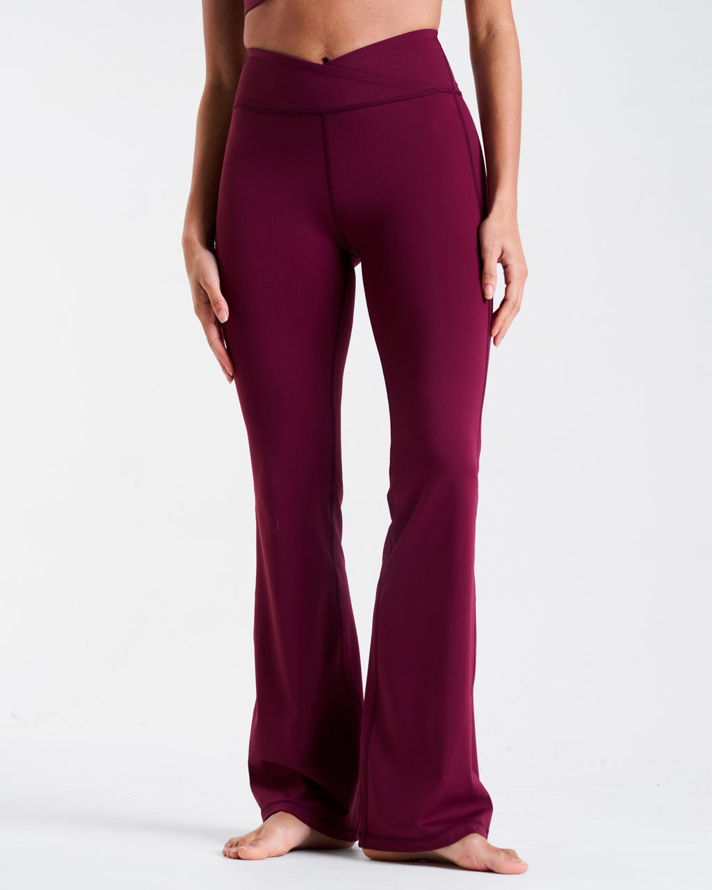 All-Day-Wear Wrap Waist Flared Leggings Cherry Lacquer