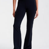 All-Day-Wear Wrap Waist Flared Leggings Black & Coconut Milk