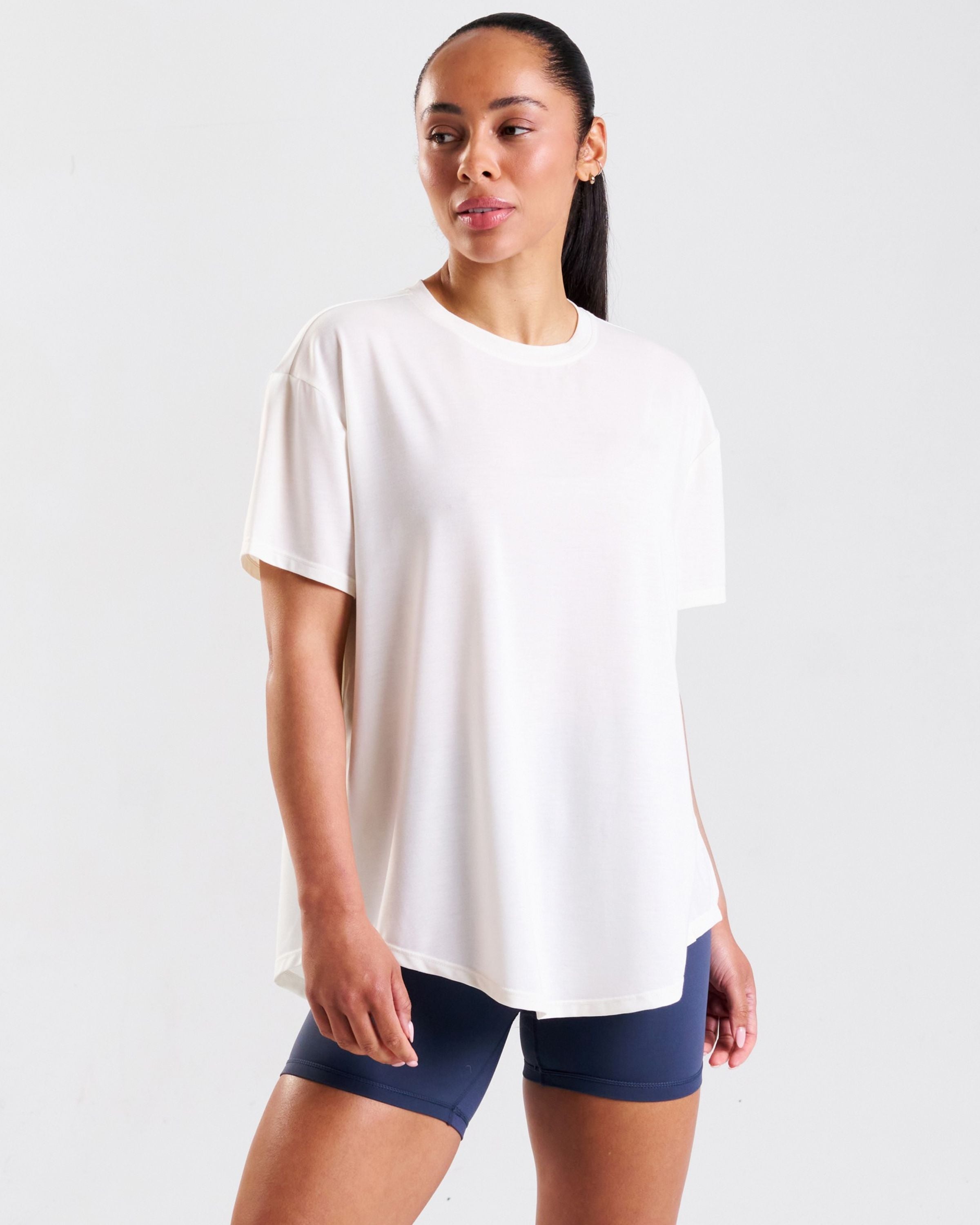 Core Lyocell Blend Tie Back T-Shirt Coconut Milk