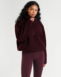 Rise Half Zip Borg Fleece Dark Burgundy