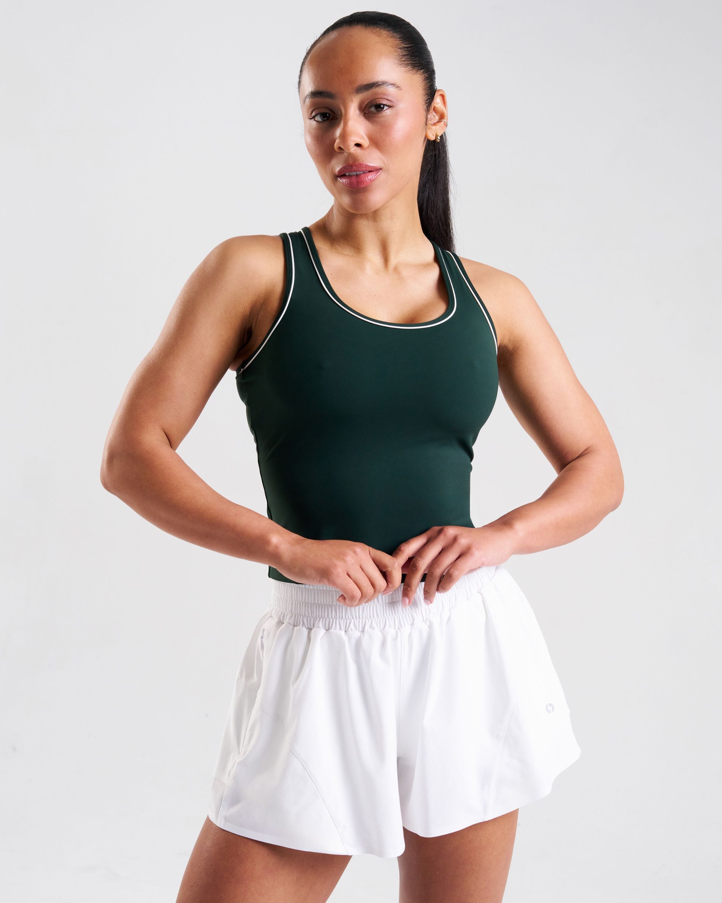 Court Piping Detail Tank Top Heritage Green