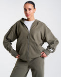 Clubhouse Relaxed Zip Through Hoodie Dusty Olive