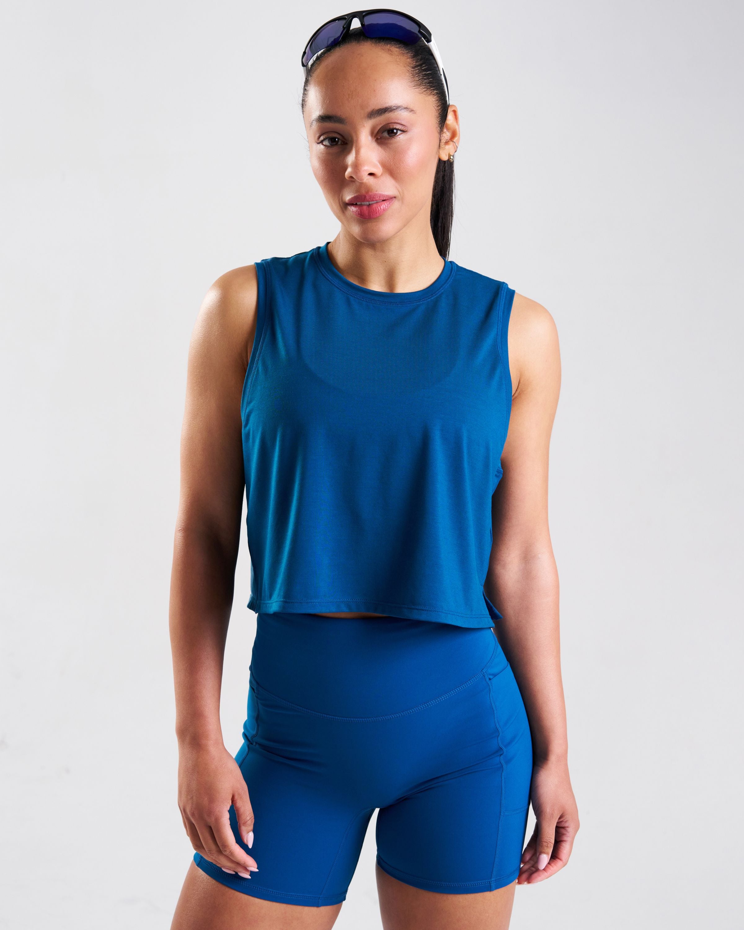 RUNSeries Cropped Tank Blue Opal