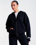 Clubhouse Relaxed Zip Through Hoodie Washed Black