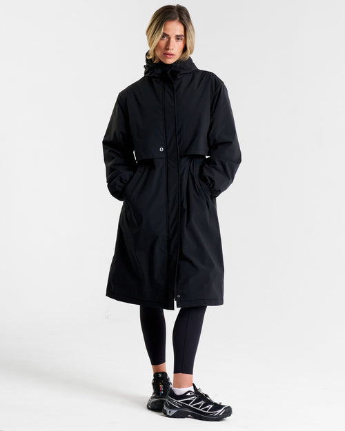 Outsider Showerproof Long Padded Jacket Black