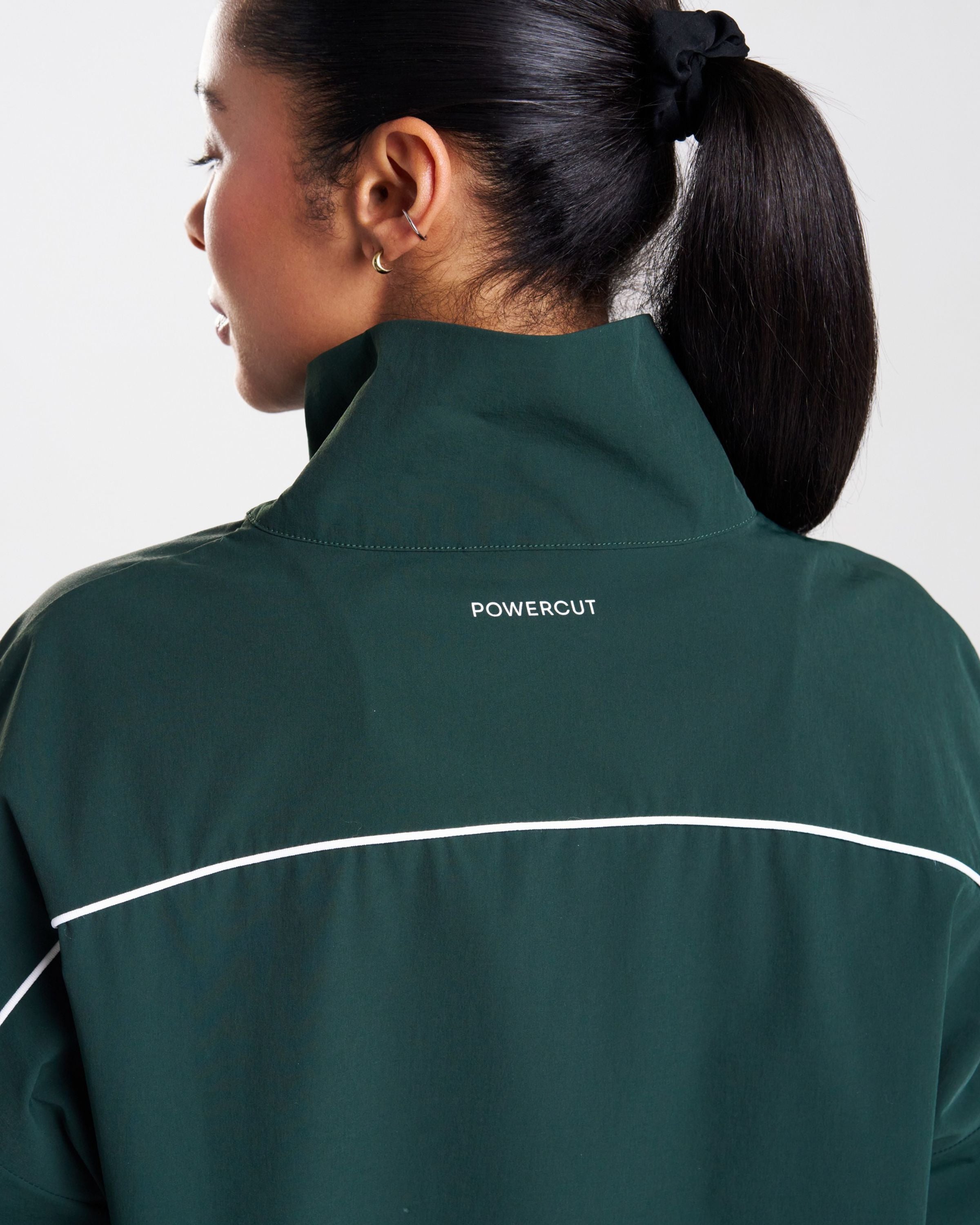 Court Piping Detail Woven Track Jacket Heritage Green
