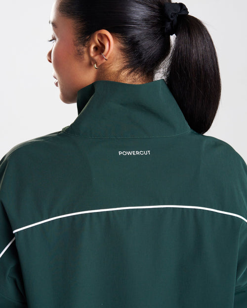 Court Piping Detail Woven Track Jacket Heritage Green