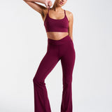 All-Day-Wear Wrap Waist Flared Leggings Cherry Lacquer