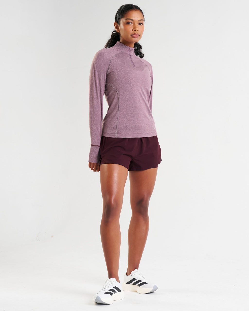 Pace Quarter Zip Top Dark Burgundy Marl