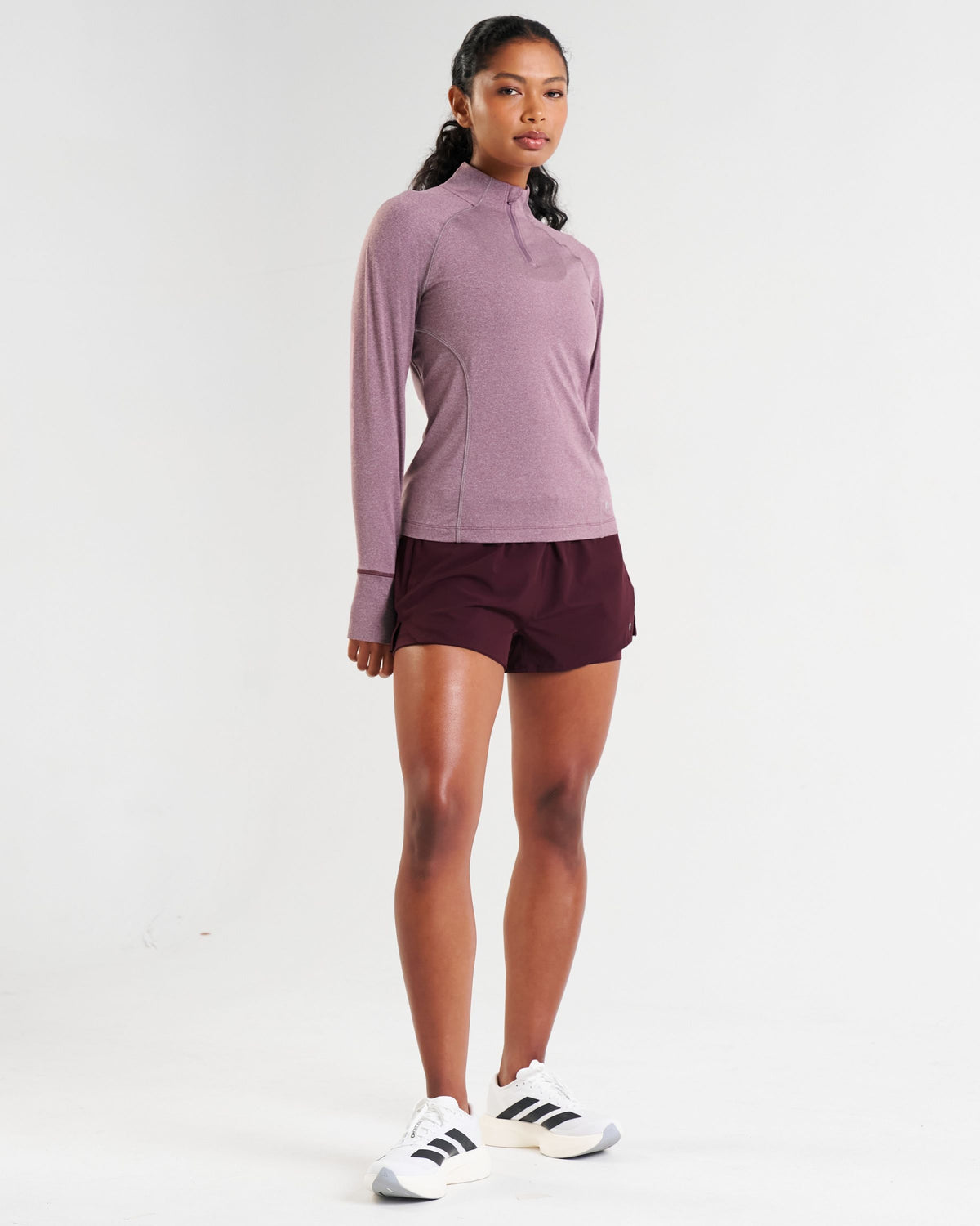 Pace Quarter Zip Top Dark Burgundy Marl