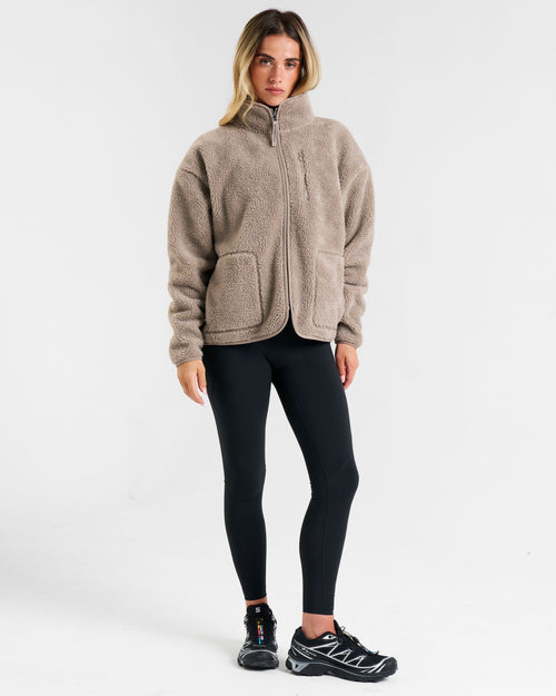 Summit Zip Through Borg Fleece Lunar Stone