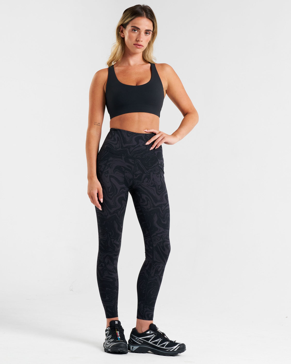 Sculpt High-Waisted Leggings Black Marble