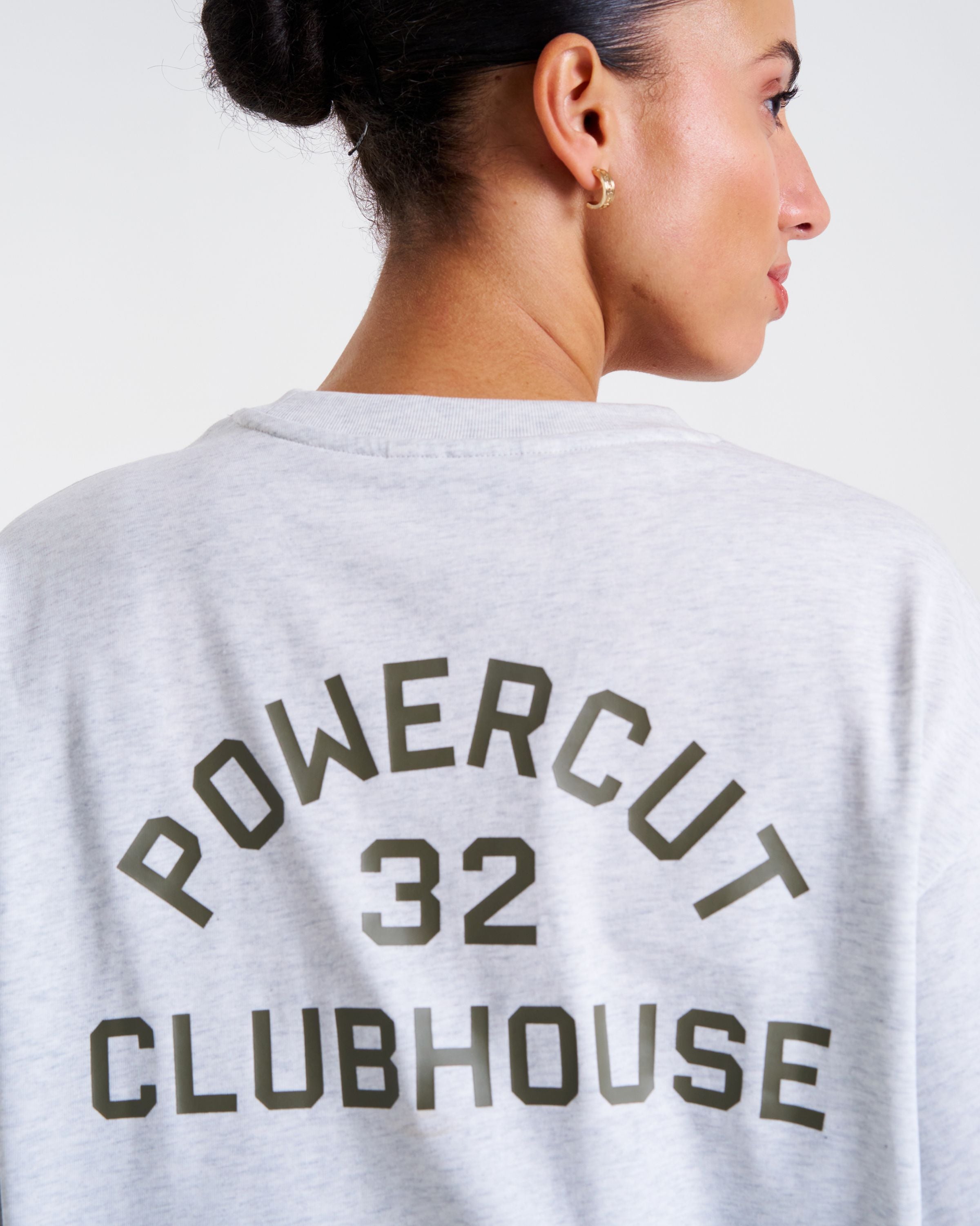 Clubhouse Oversized Printed T-Shirt Light Grey Marl