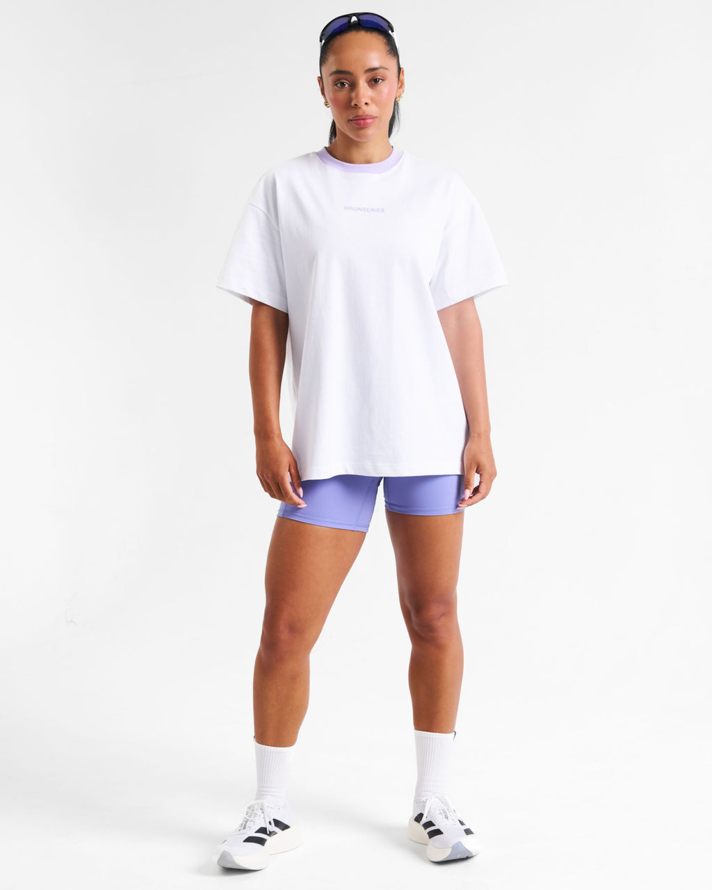 RUNSeries Printed Oversized T-Shirt White & Lilac