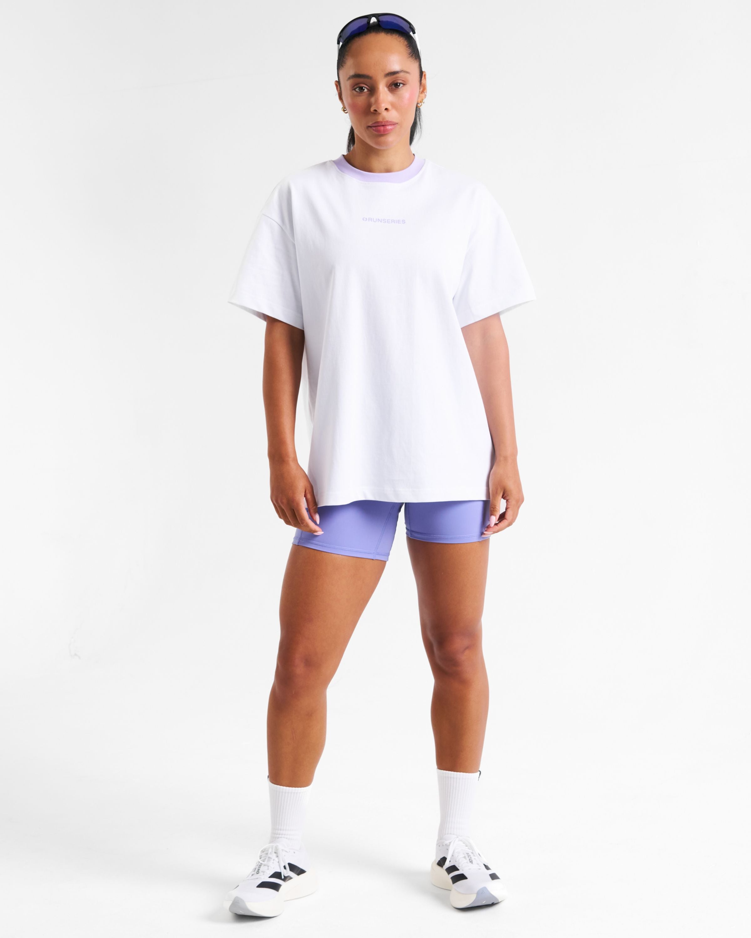RUNSeries Printed Oversized T-Shirt White & Lilac