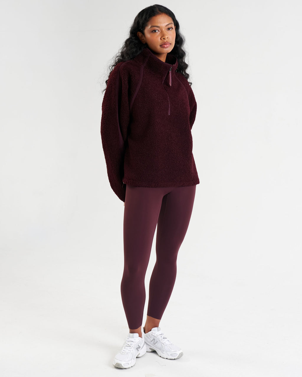 Rise Half Zip Borg Fleece Dark Burgundy