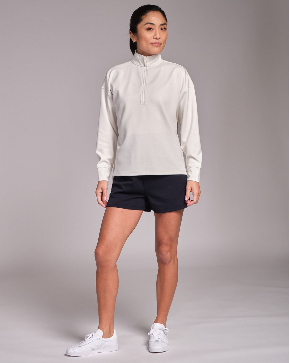 All-Day-Wear Half Zip Sweatshirt Marshmallow