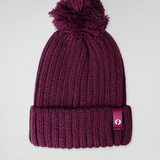Cable Knit Pom Beanie Cherry
