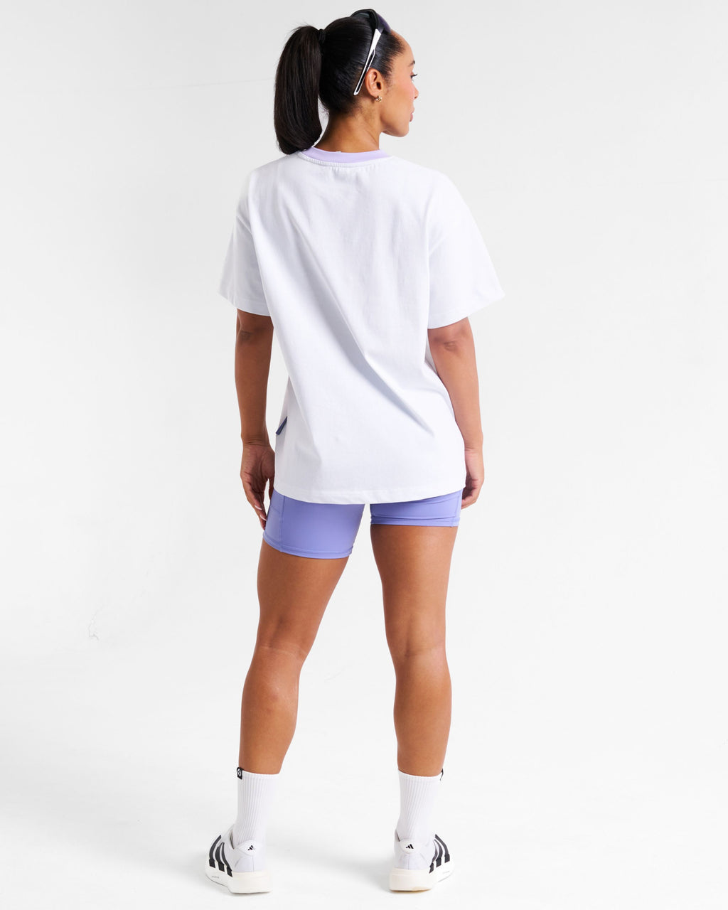 RUNSeries Printed Oversized T-Shirt White & Lilac